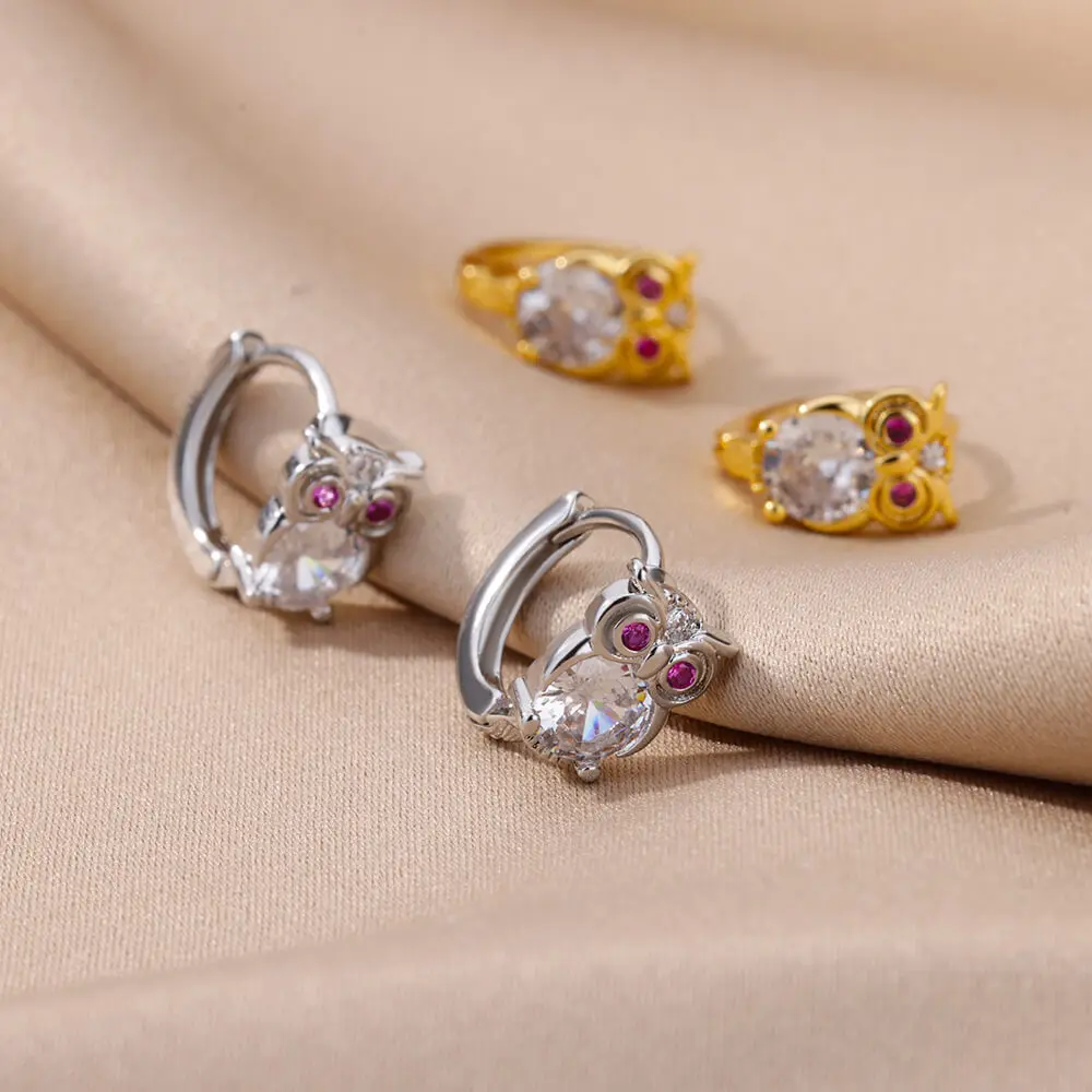 Crystal Animal Hoop Earrings - Image 3