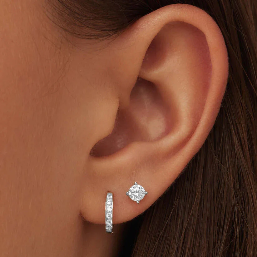 Dara Brillane Stone Earrings Set | White Gold - Image 3