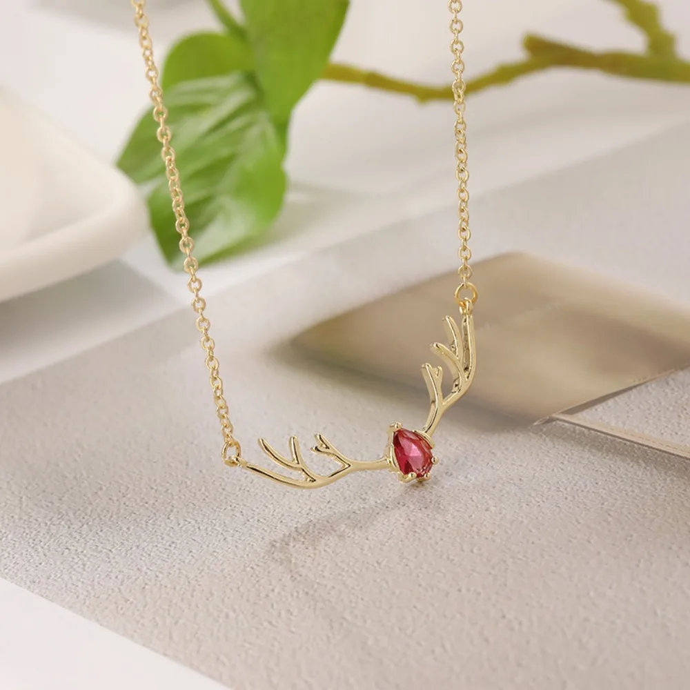 Deer Antler Necklace with Delicate Heart Charm - Image 5