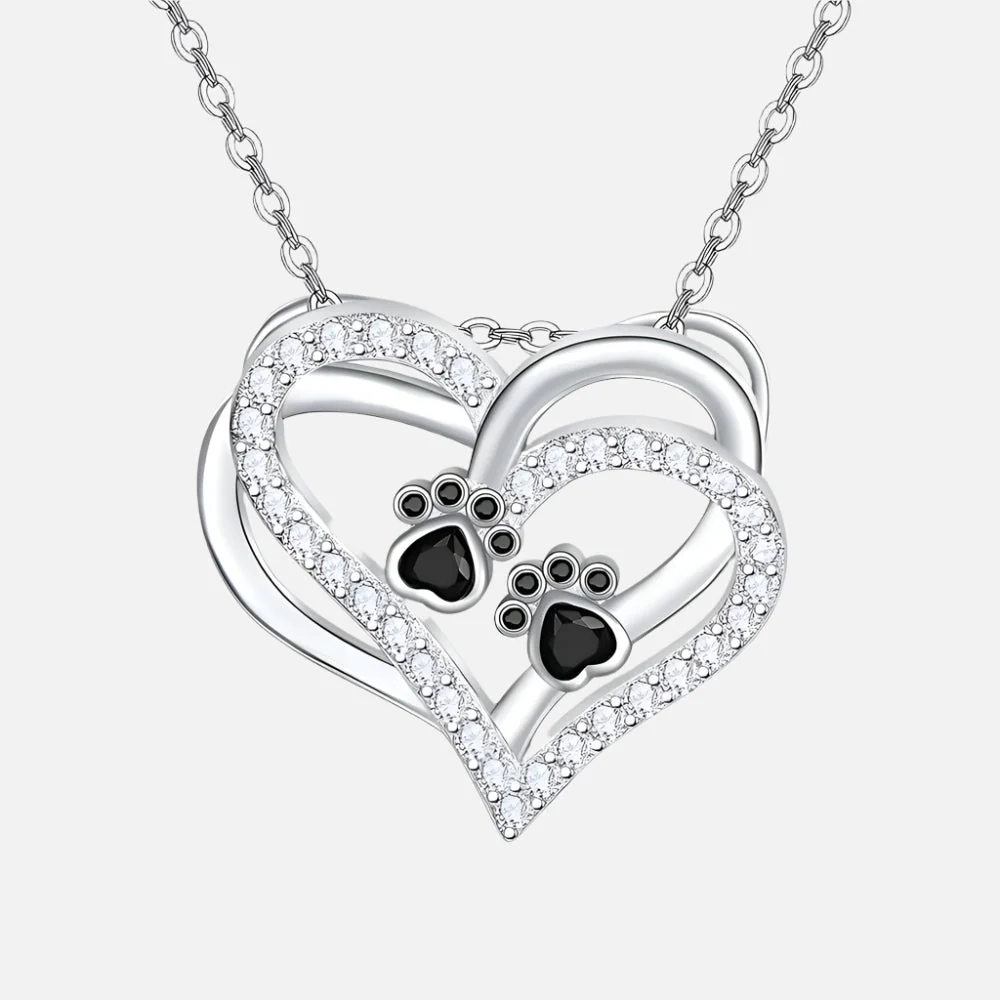 Dog Paw Heart Necklace with Zirconia - Image 2