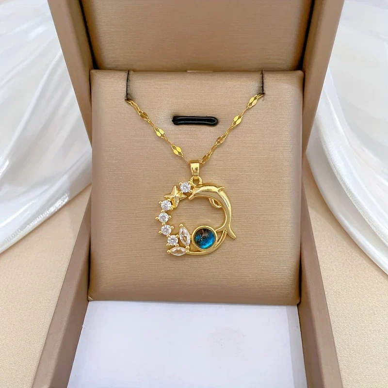 Elegant Dolphin Star Necklace - Image 3