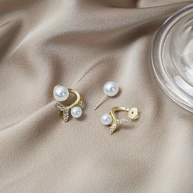 Elegant Mermaid Tail Earrings with Pearl - Image 2