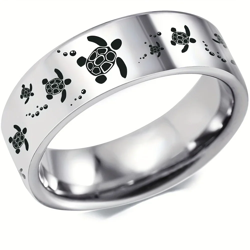 Elegant Sea Turtle Silver Ring - Image 3
