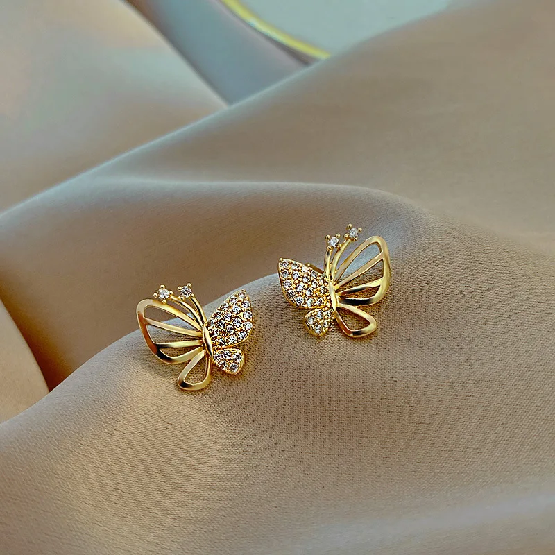 Elegant Zircon Butterfly Stud Earrings - Image 2