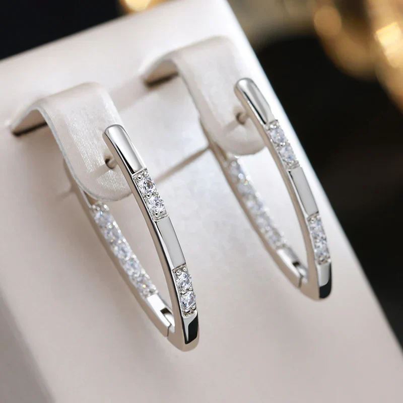 Elegant Zirconia Gold Earrings - Image 2