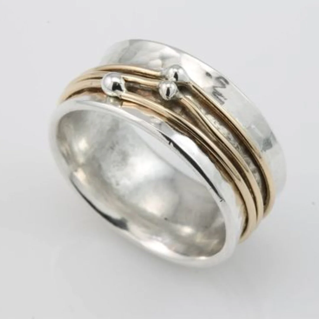 Elena - Vintage Silver Ring with Gold Plating