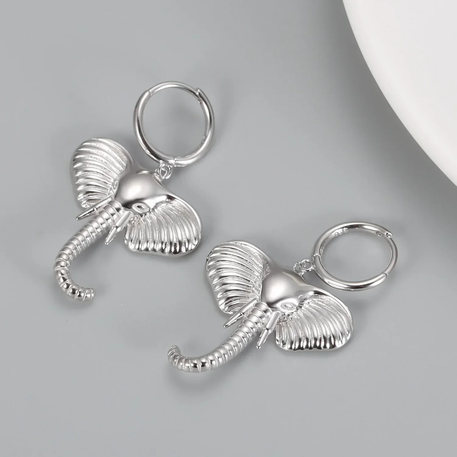 Elephant Charm Hoop Earrings