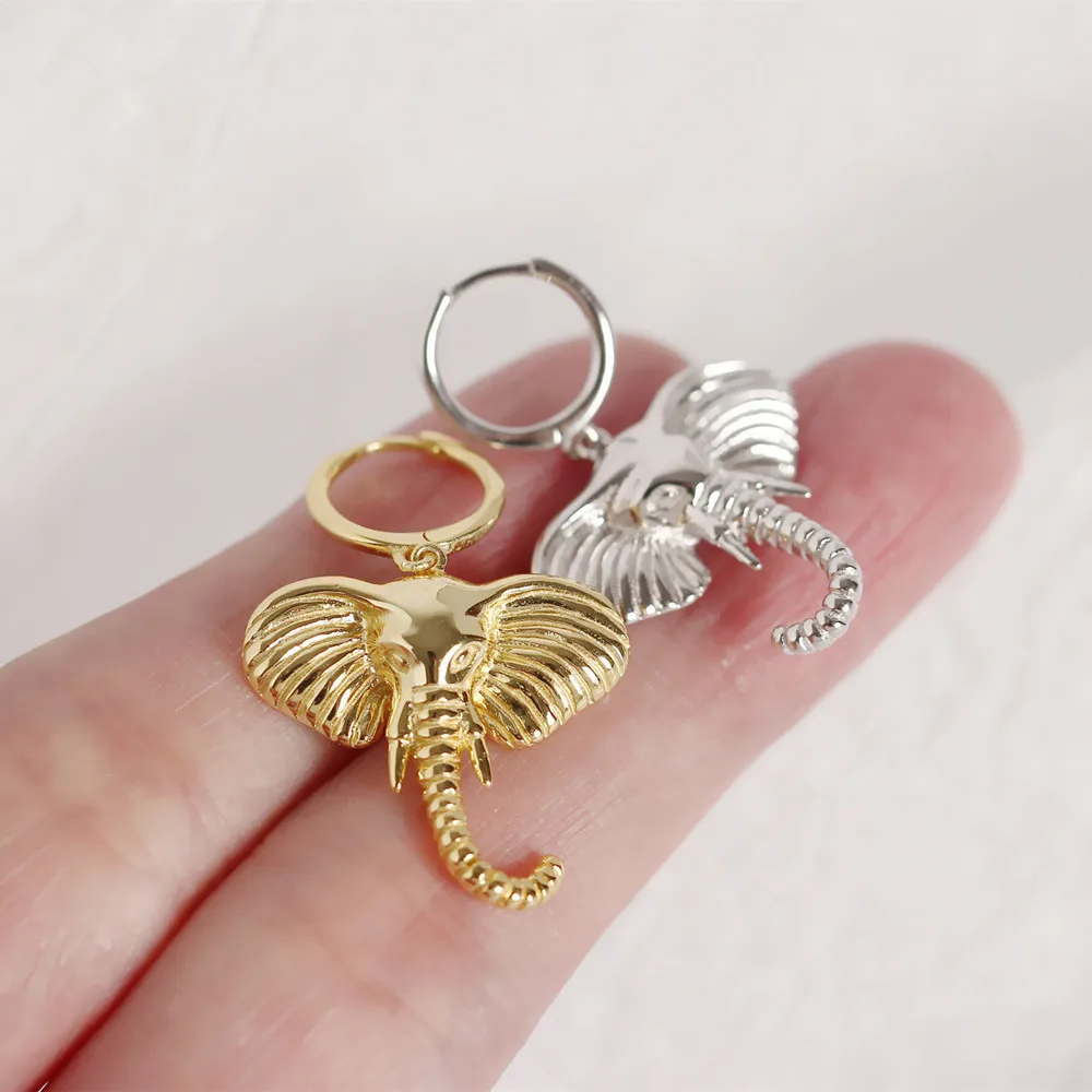 Elephant Charm Hoop Earrings - Image 5