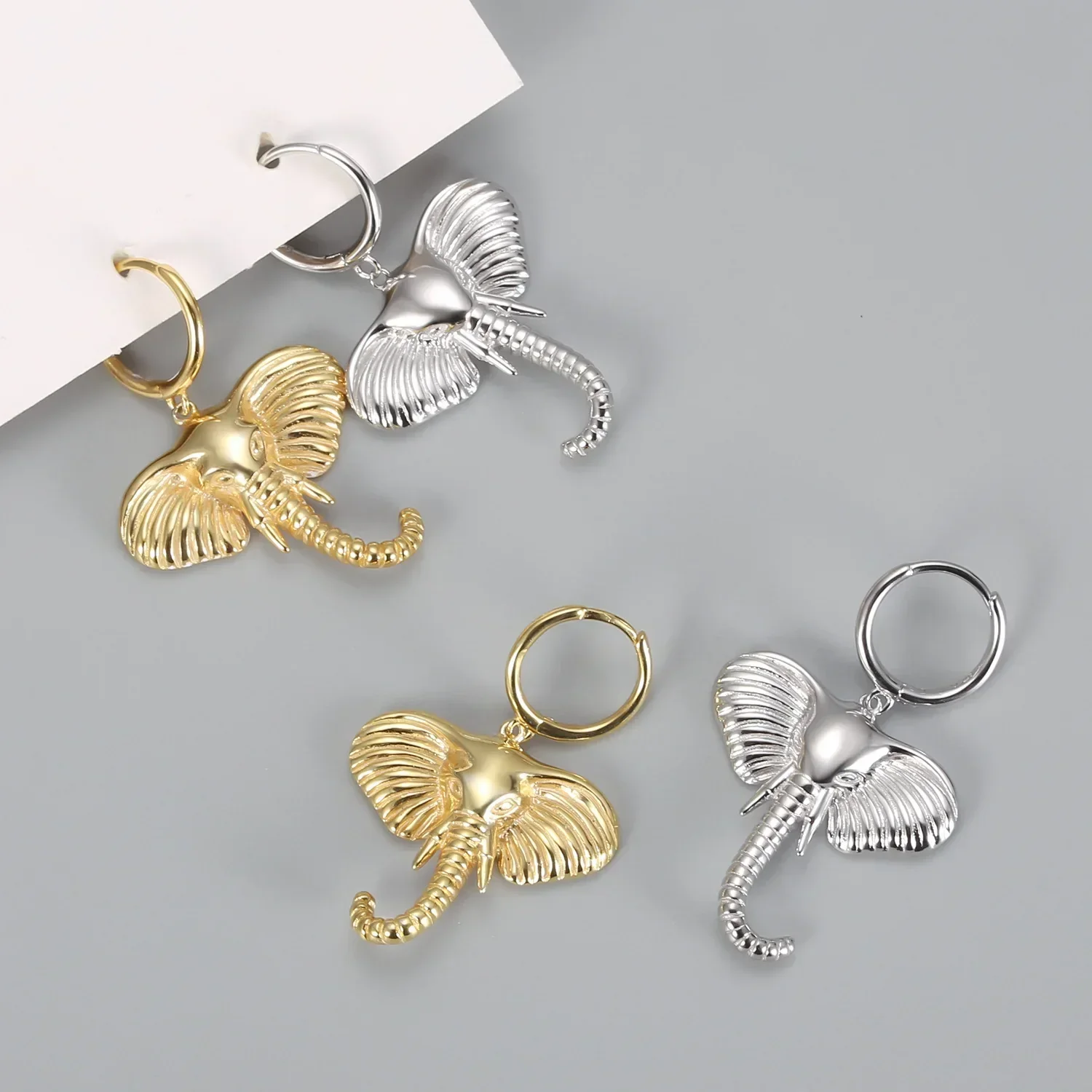 Elephant Charm Hoop Earrings - Image 6