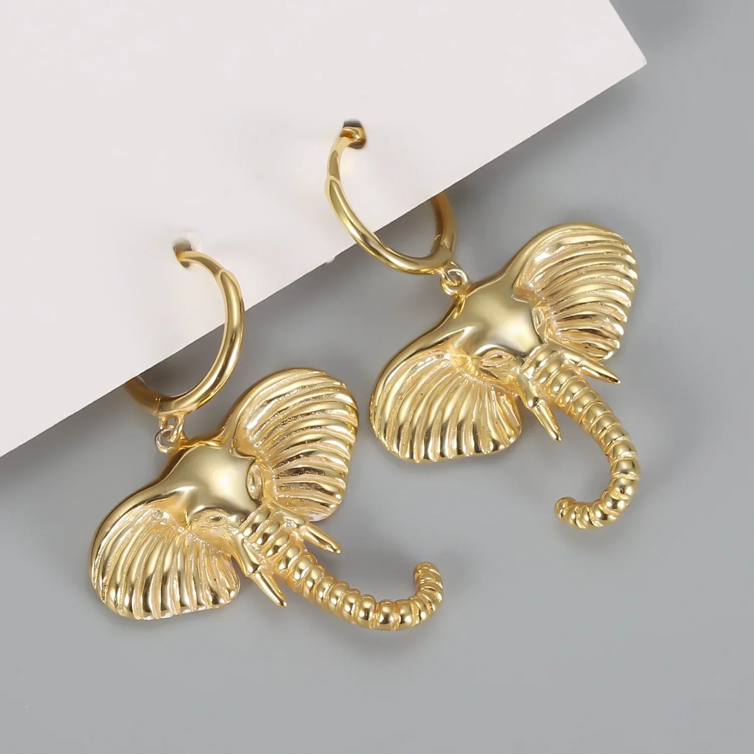 Elephant Charm Hoop Earrings - Image 7
