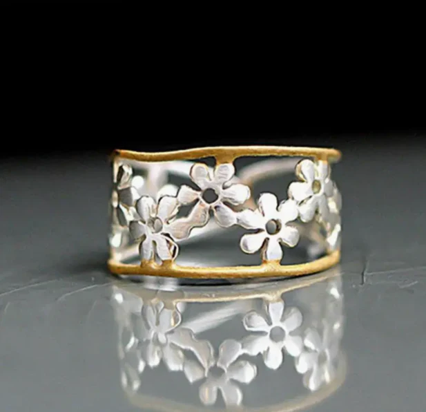 Exquisite Vintage Design Emmaille Blumenring Jewelry - Image 2