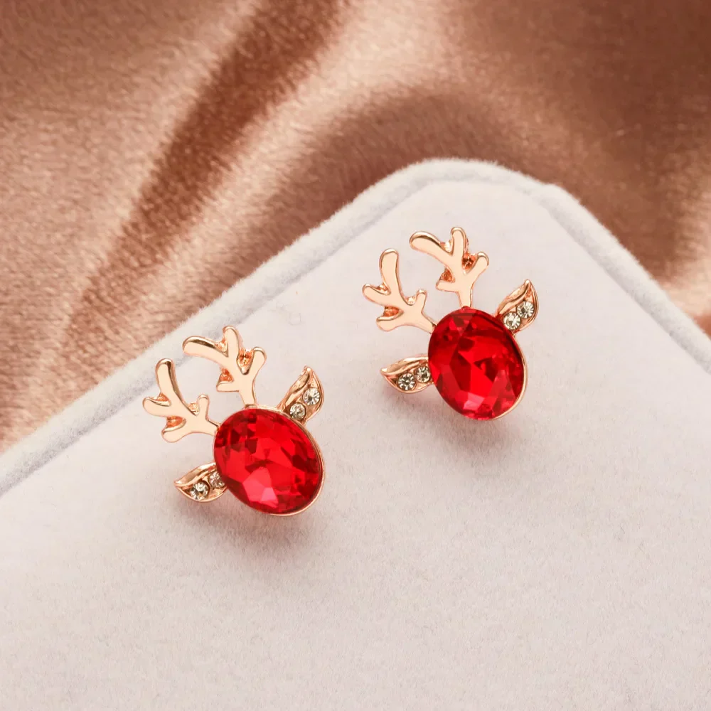Festive Reindeer Crystal Stud Earrings - Image 11