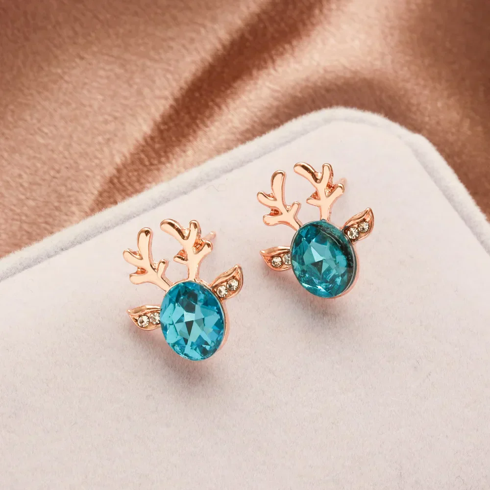 Festive Reindeer Crystal Stud Earrings - Image 12