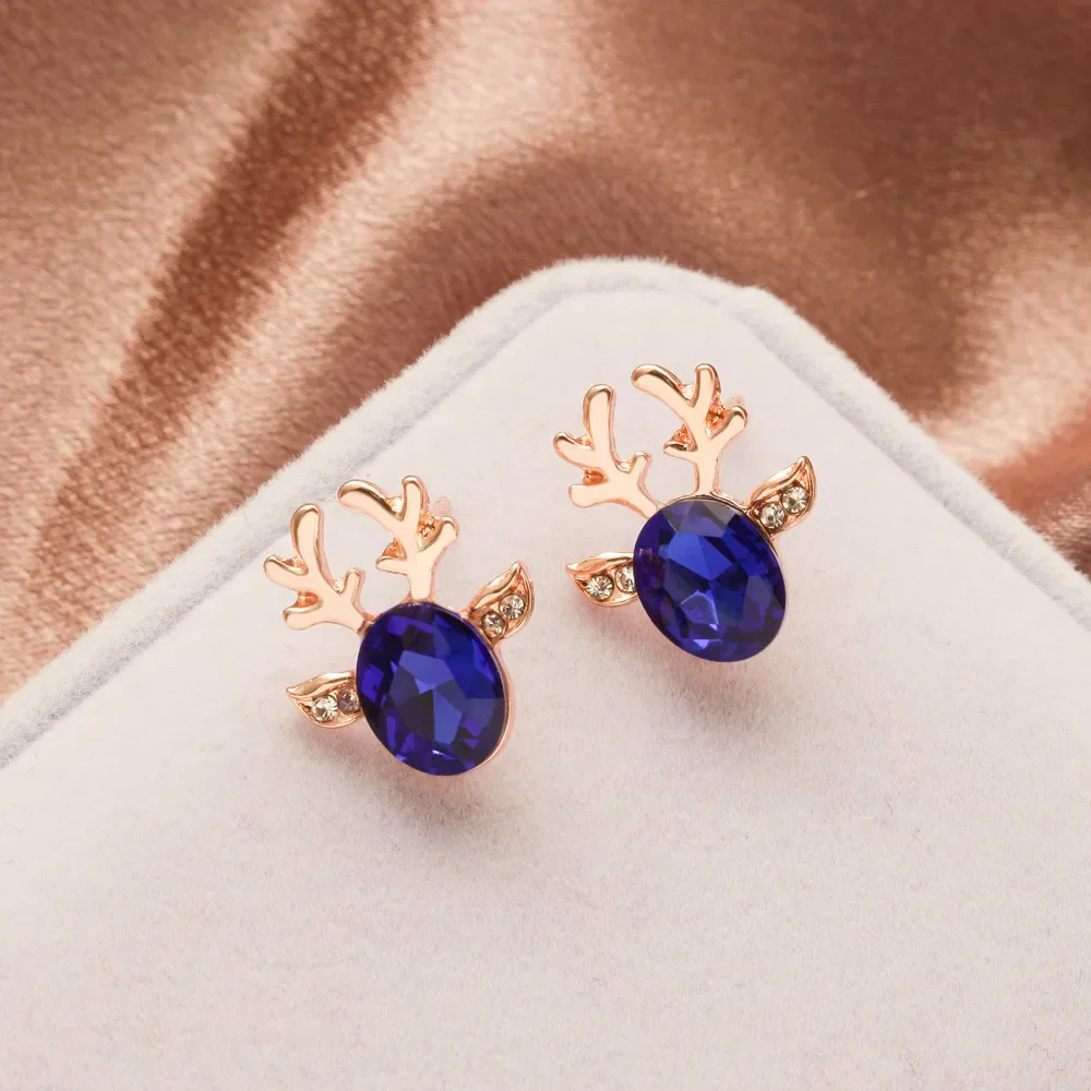 Festive Reindeer Crystal Stud Earrings - Image 13