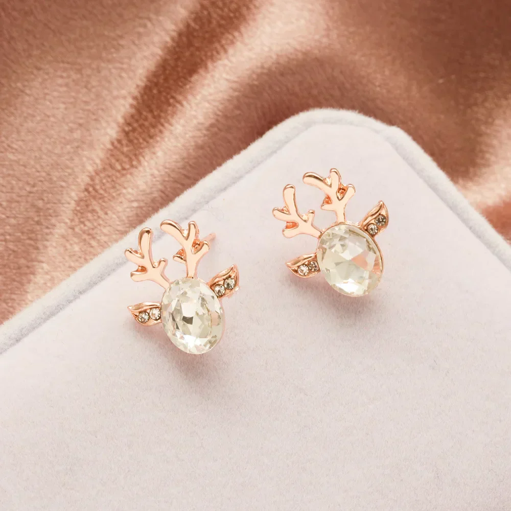 Festive Reindeer Crystal Stud Earrings - Image 15