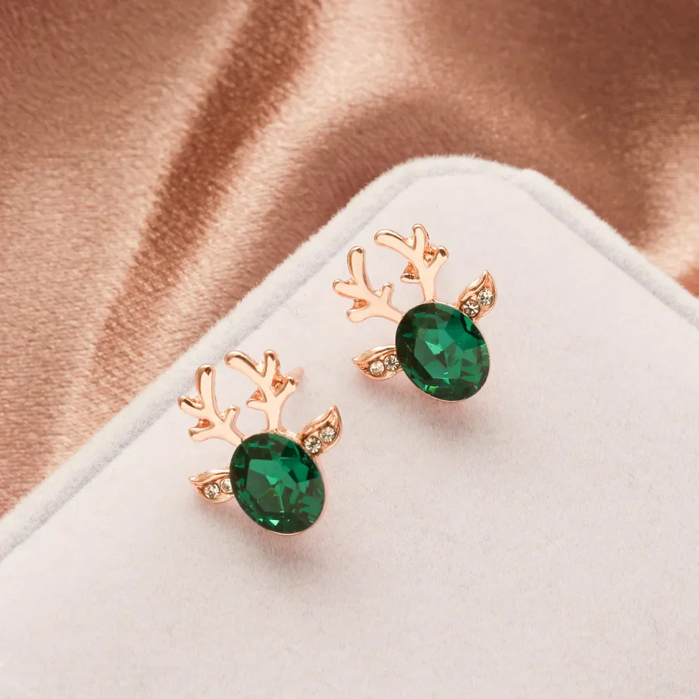 Festive Reindeer Crystal Stud Earrings - Image 2