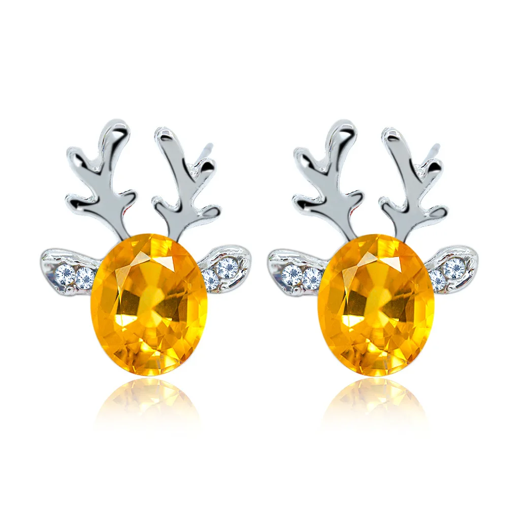 Festive Reindeer Crystal Stud Earrings - Image 3