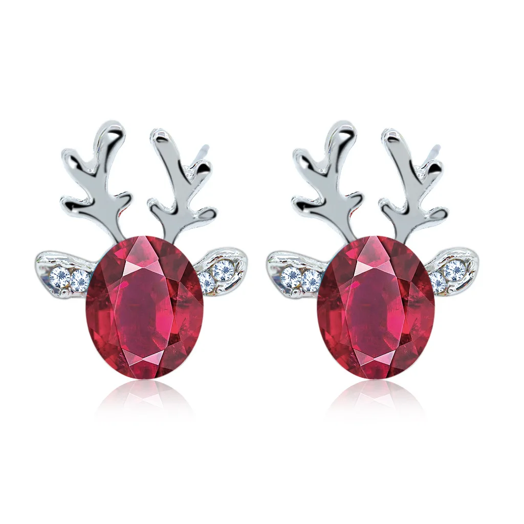 Festive Reindeer Crystal Stud Earrings - Image 4