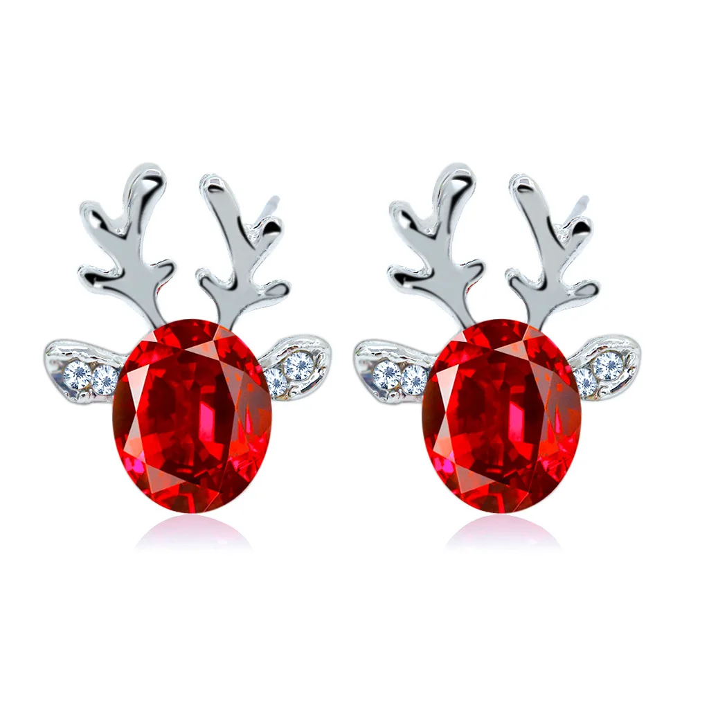 Festive Reindeer Crystal Stud Earrings - Image 6