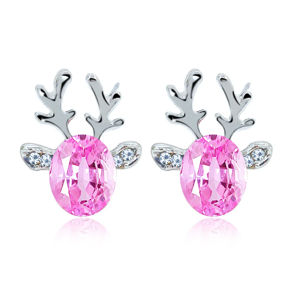 Festive Reindeer Crystal Stud Earrings - Image 9