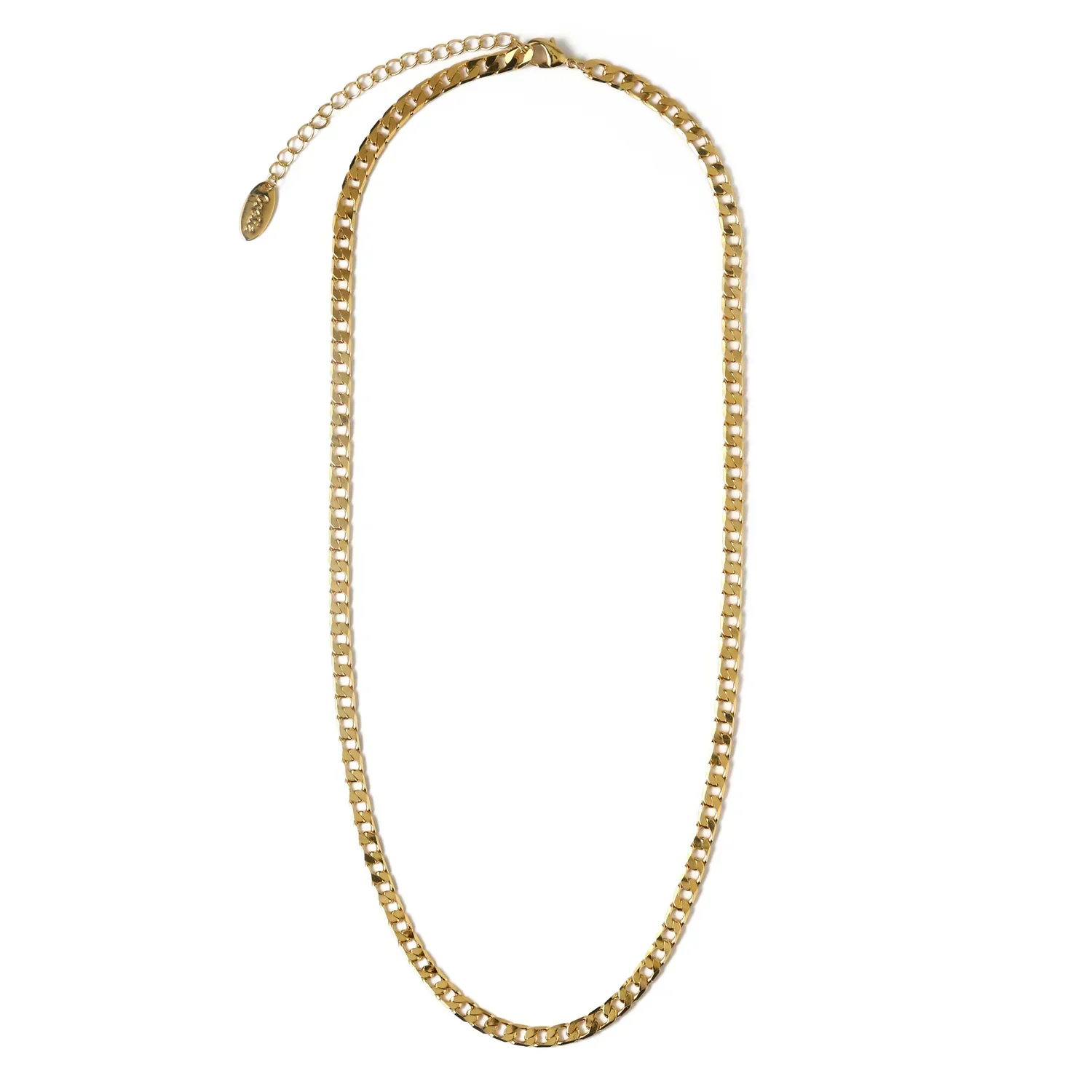 Flat Link Curb Chain Necklace | White Gold - Image 3
