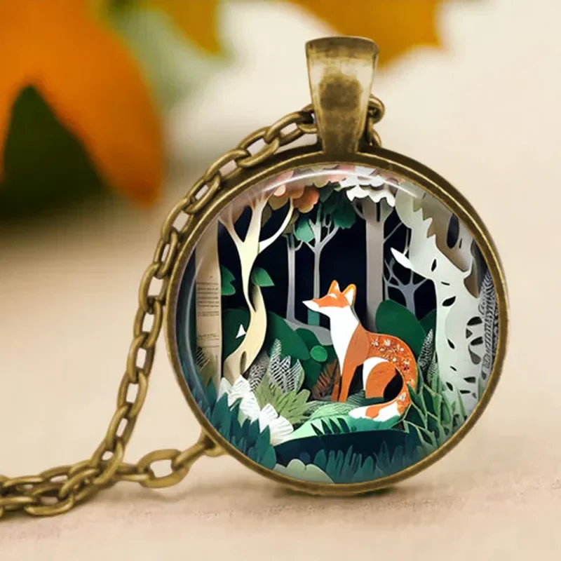 Forest Spirit Animal Glass Pendant Necklace - Image 5