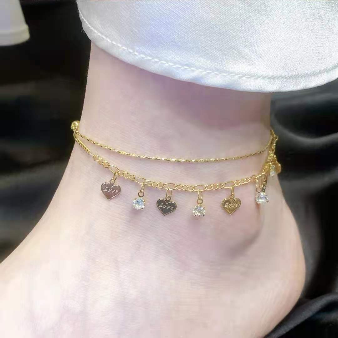 Gold Heart Chain Anklet - Image 4