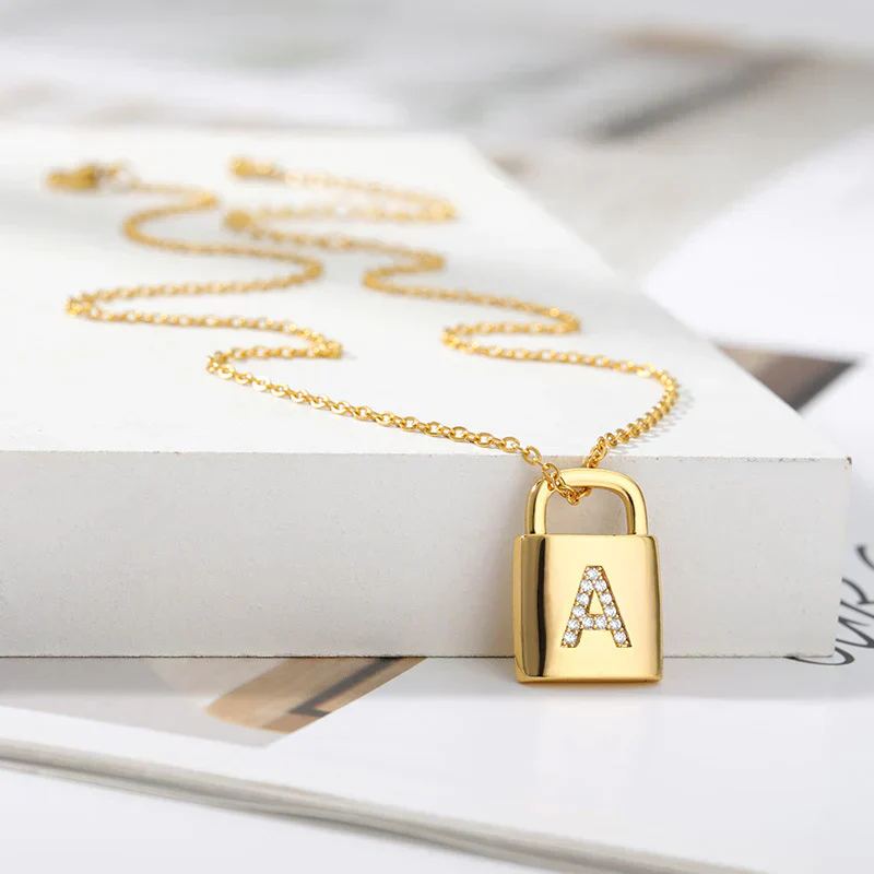 Golden Initial Lock Necklace