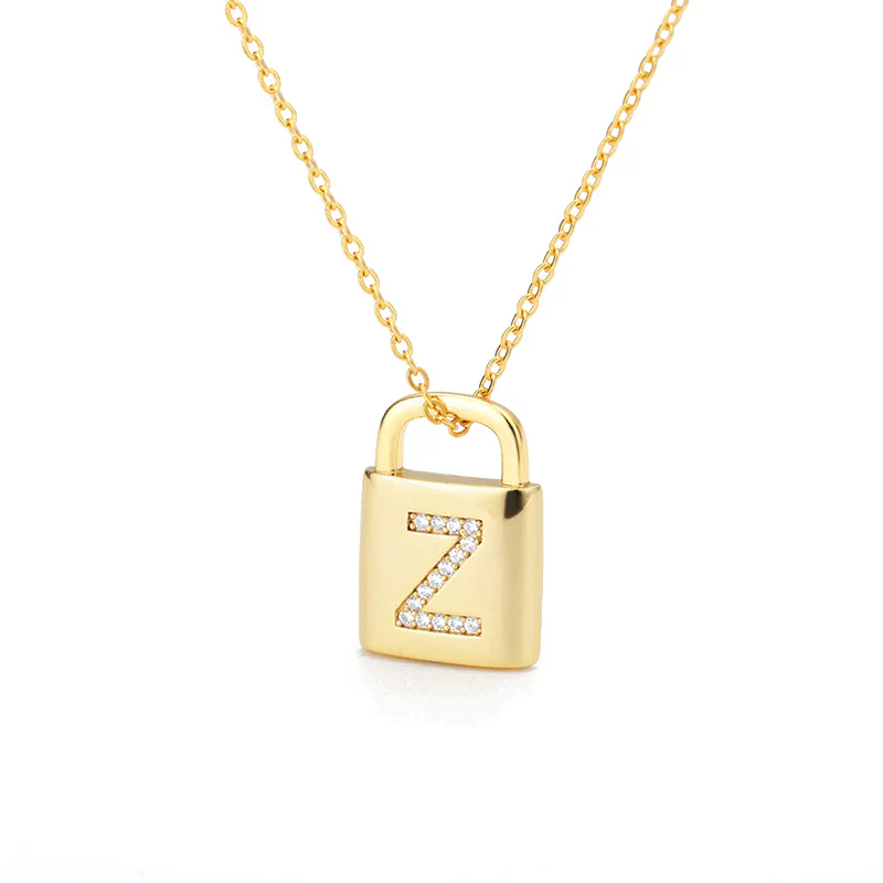 Golden Initial Lock Necklace - Image 23