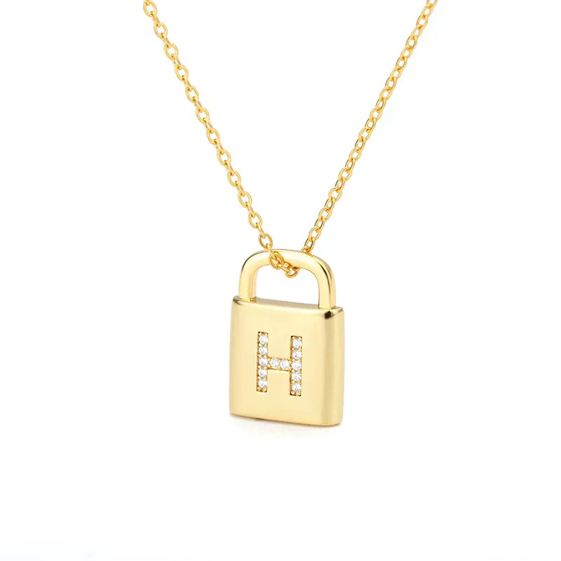 Golden Initial Lock Necklace - Image 3