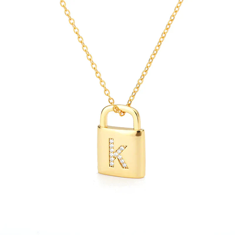 Golden Initial Lock Necklace - Image 6