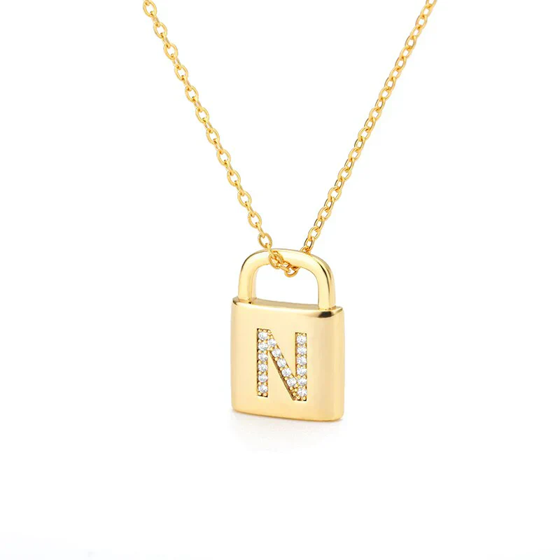 Golden Initial Lock Necklace - Image 9