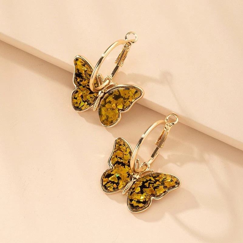 Hand-Painted Enamel Butterfly Crystal Earrings - Image 2