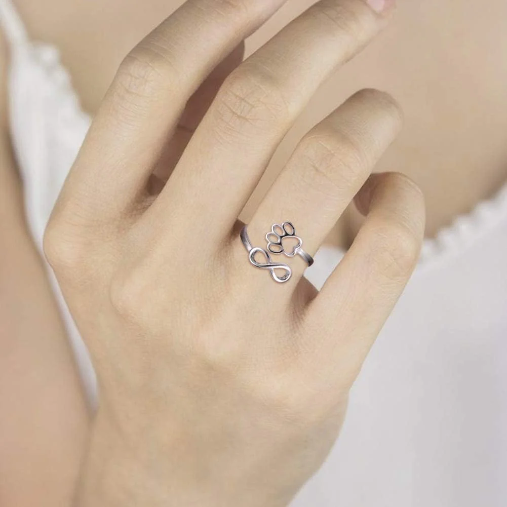 Handcrafted Paw & Heart Ring – Adjustable 925 Sterling Silver - Image 7
