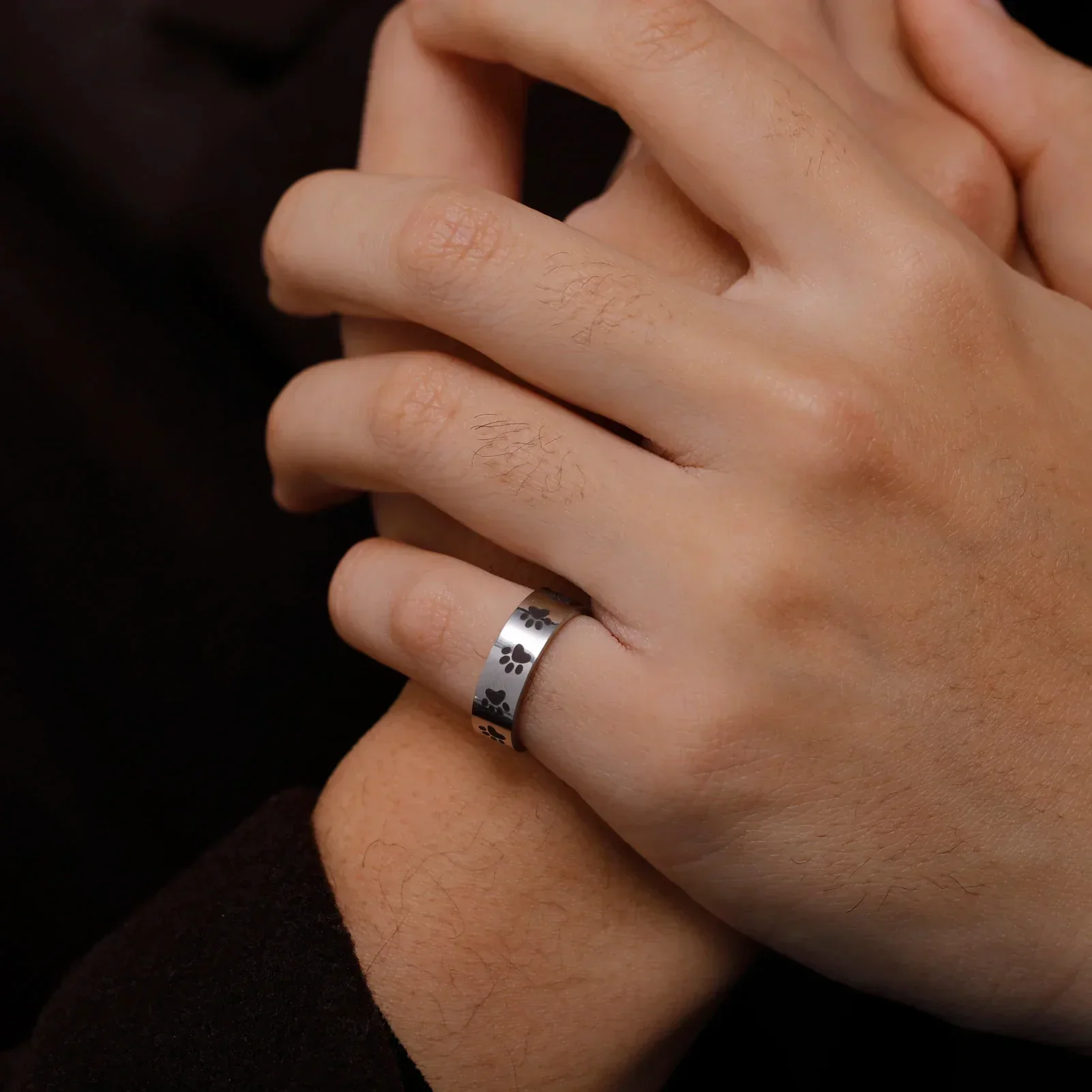 Handcrafted Paw Print Ring in Stainless Steel - Image 3