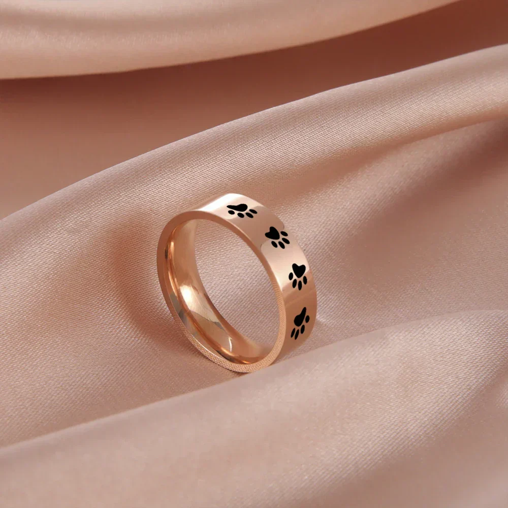 Handcrafted Paw Print Ring in Stainless Steel - Image 4
