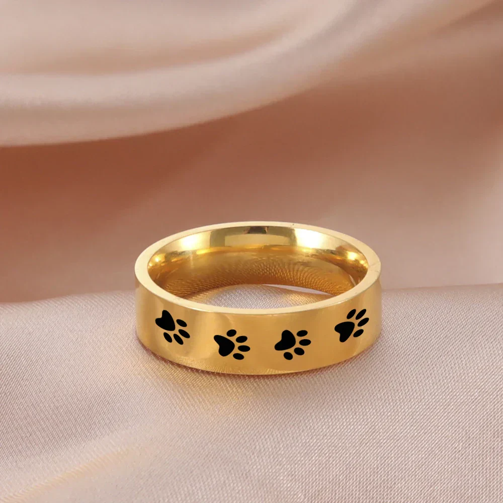 Handcrafted Paw Print Ring in Stainless Steel - Image 5
