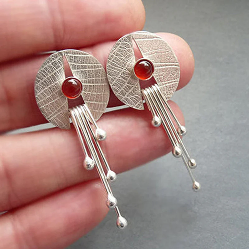 Handmade 925 Silver Earrings with Rubies