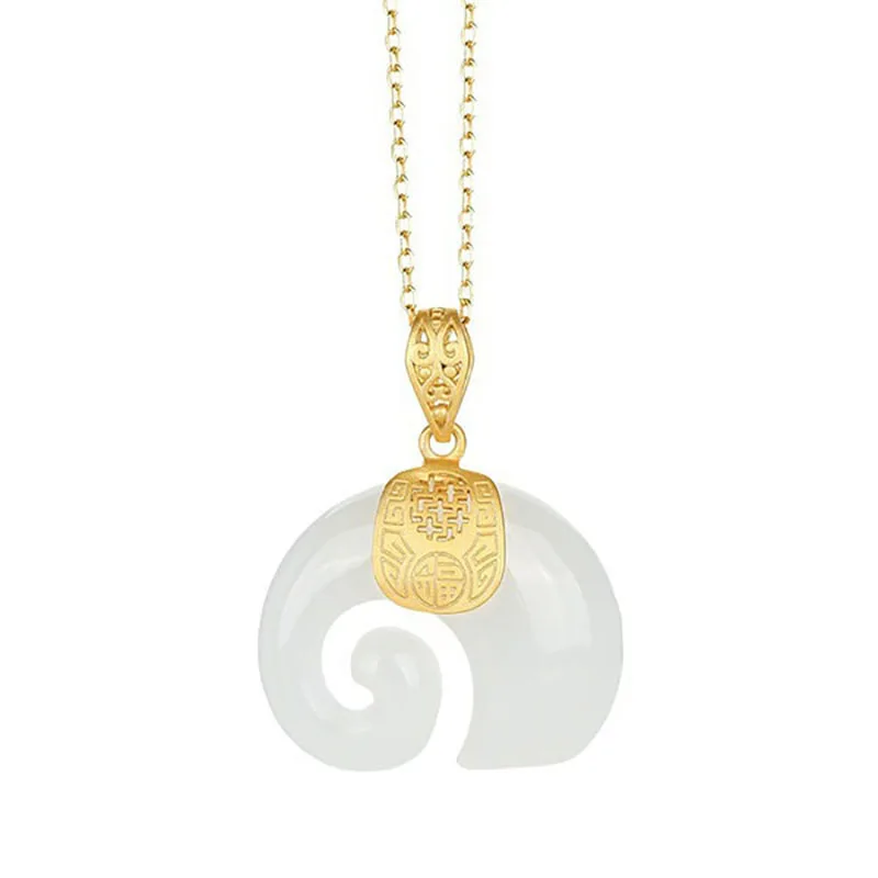 Hetian Jade Elephant Pendant Necklace – 18K Gold Plated Chain for Women - Image 8