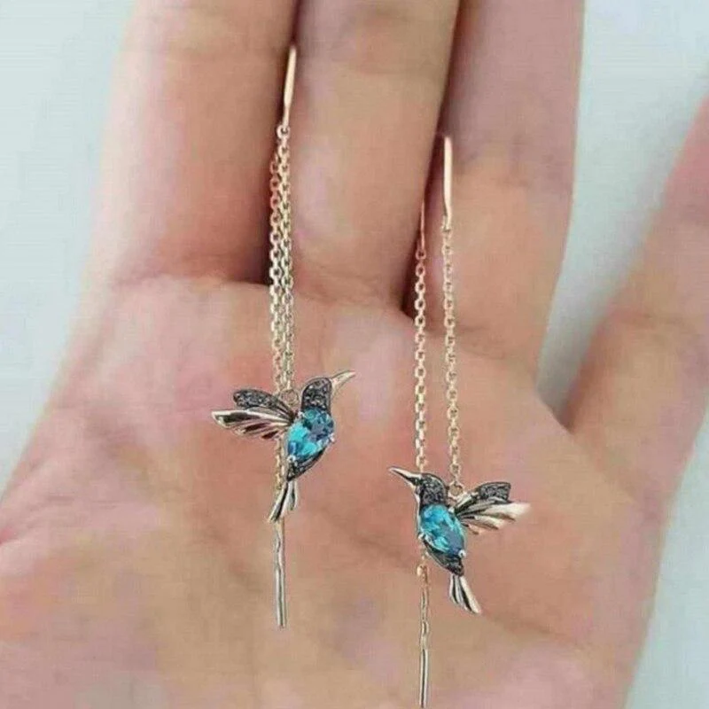 Hummingbird Enamel and Zirconia Earrings - Image 3