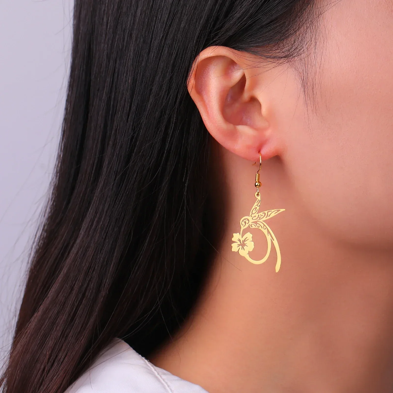 Hummingbird Spirit Stainless Steel Earrings - Image 4