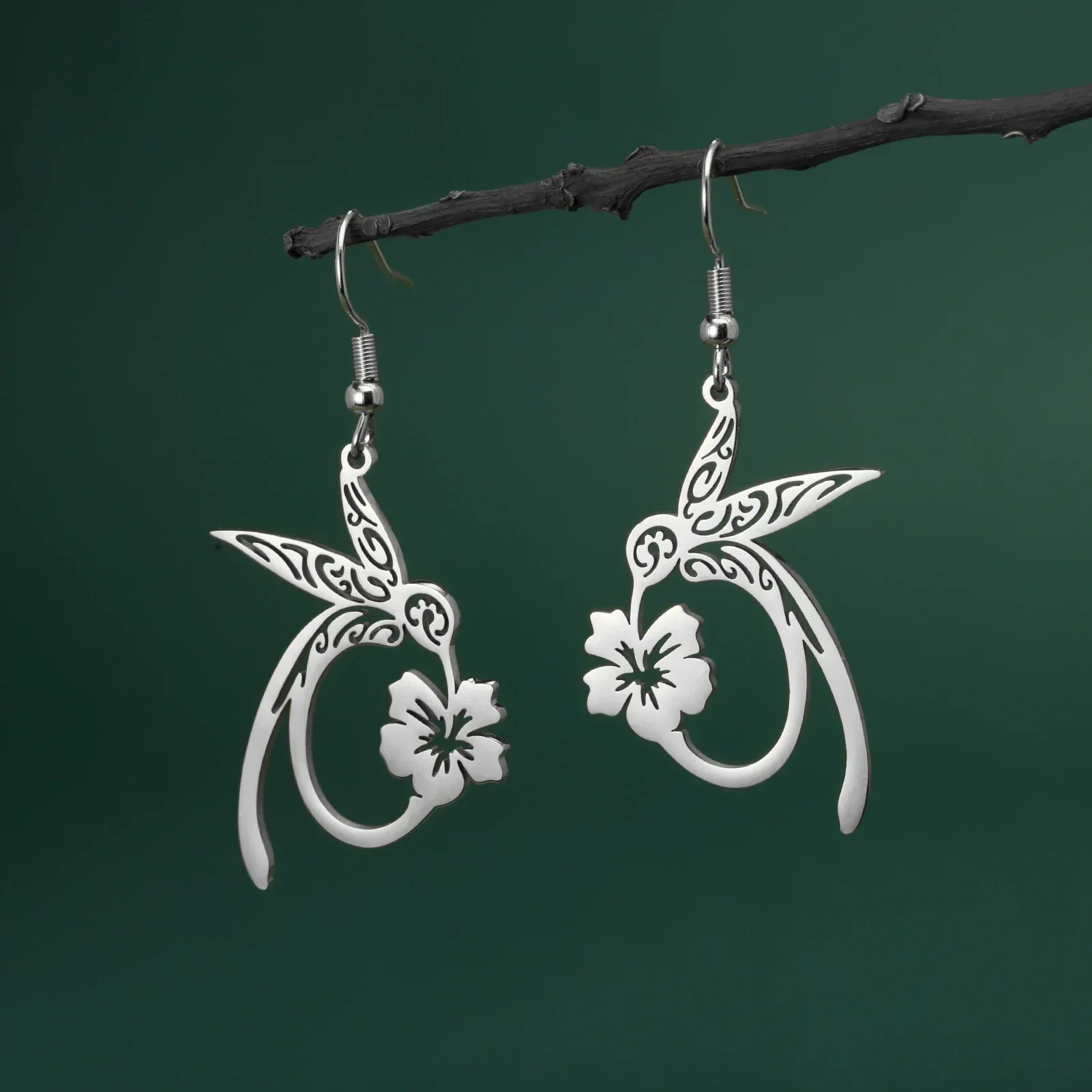 Hummingbird Spirit Stainless Steel Earrings - Image 5