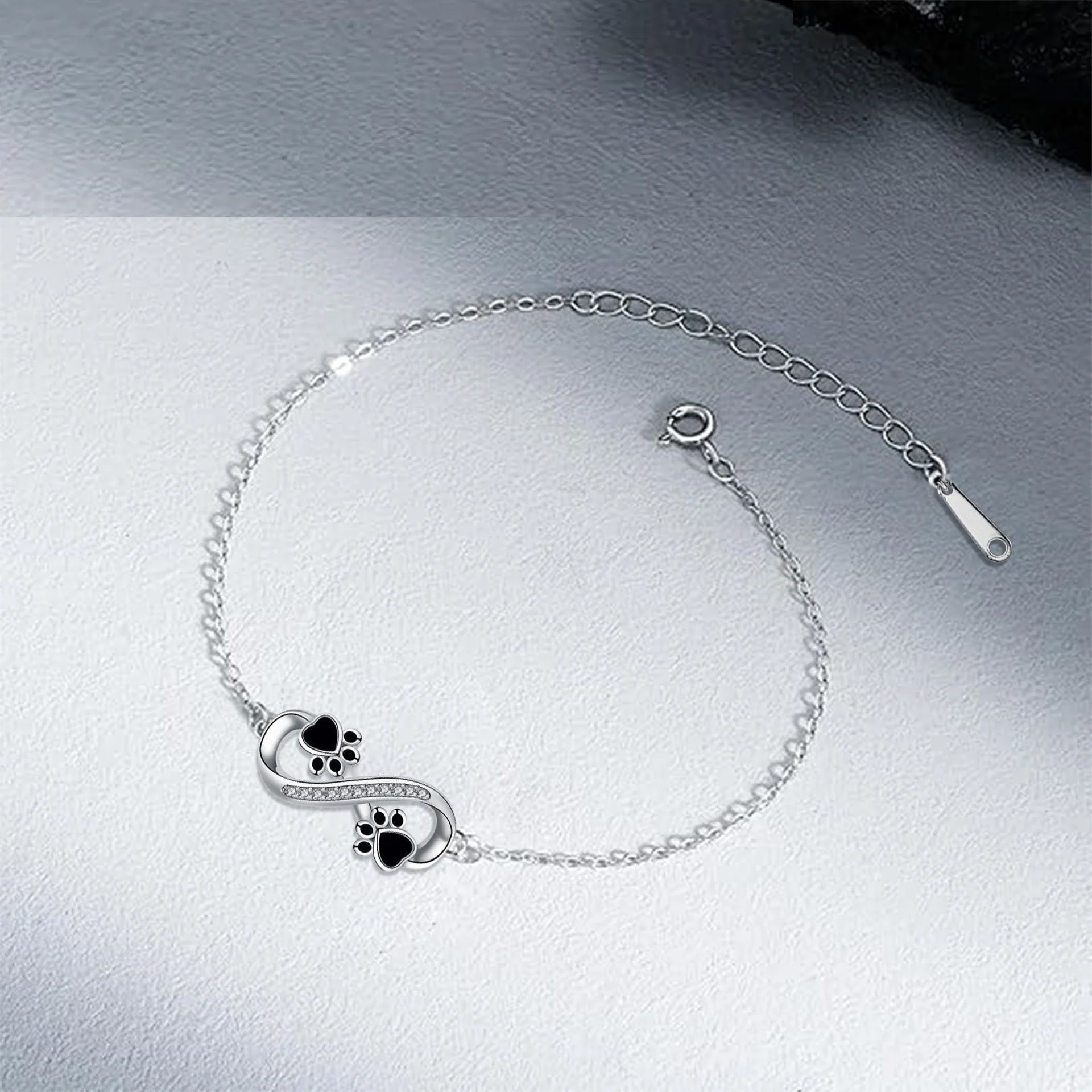 Infinite Symbol Pendant Pet Paw Bracelet with Zirconia - Image 2