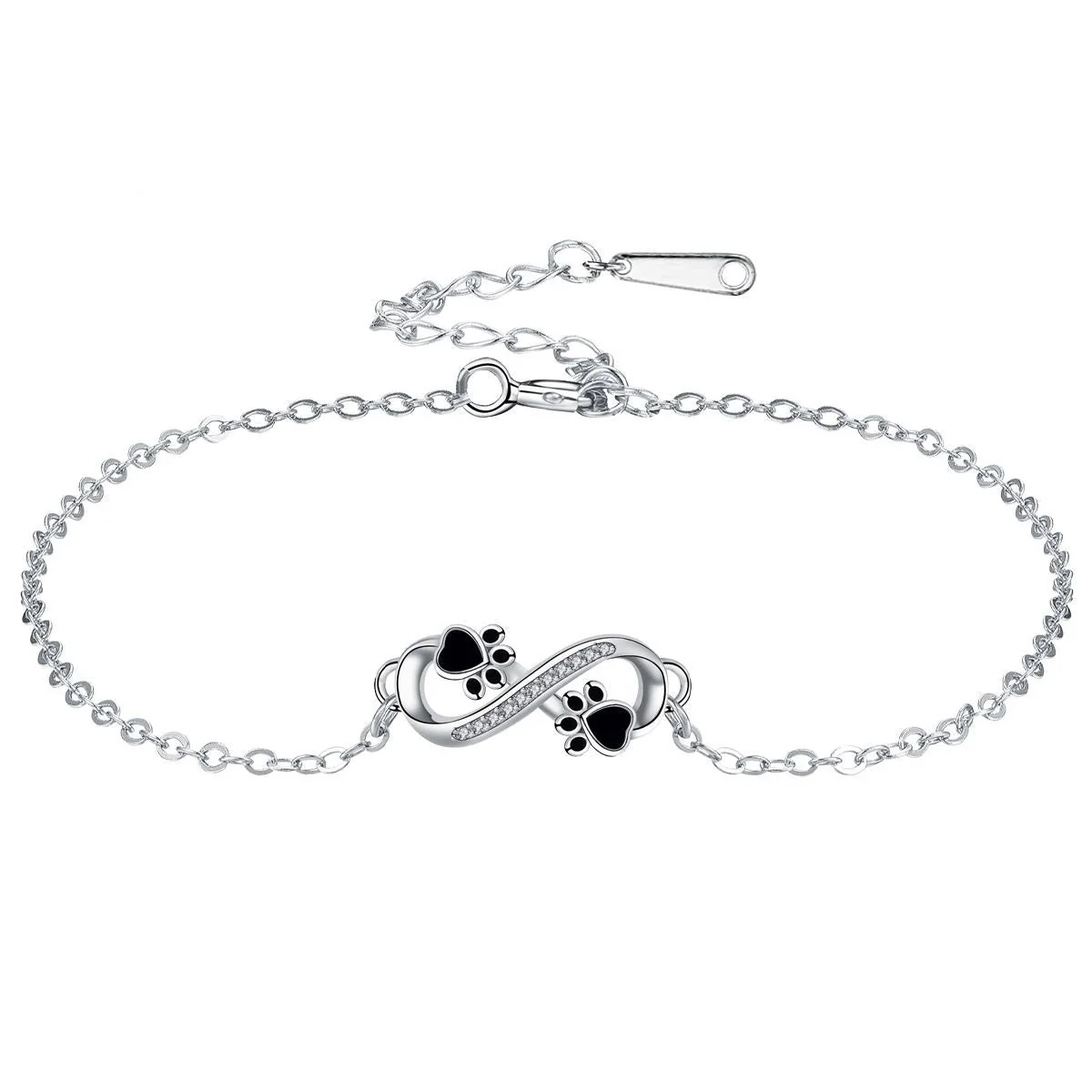 Infinite Symbol Pendant Pet Paw Bracelet with Zirconia - Image 4