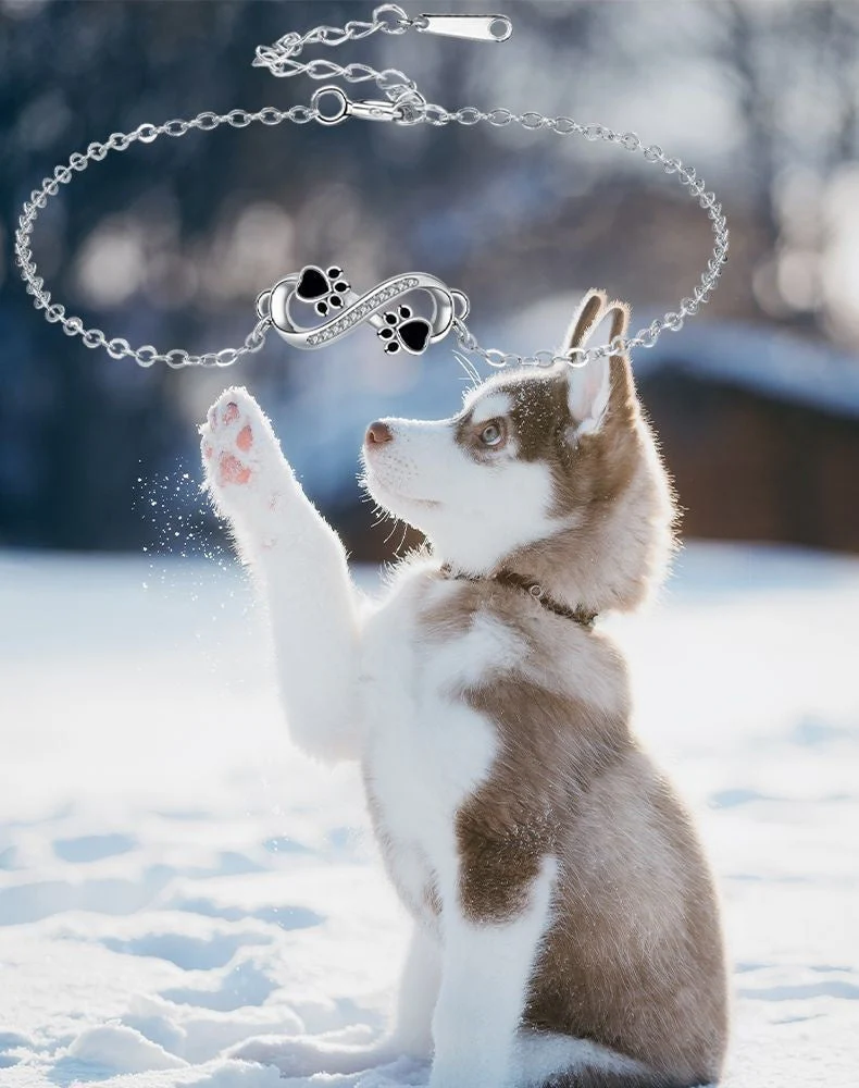 Infinite Symbol Pendant Pet Paw Bracelet with Zirconia - Image 5