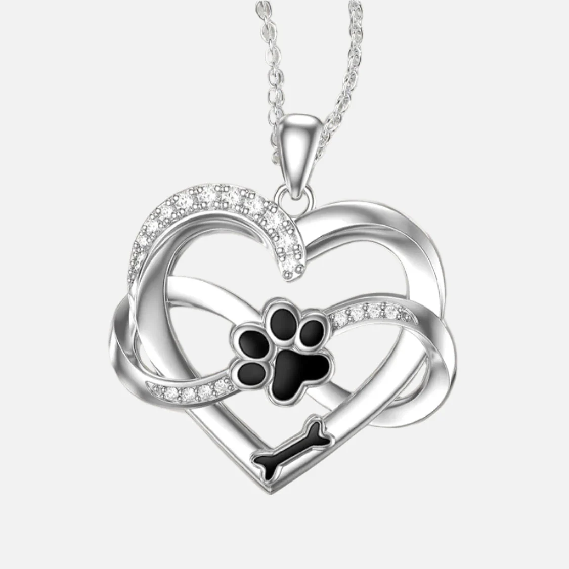 Infinity Heart & Paw Necklace in 925 Sterling Silver with Zirconia - Image 4