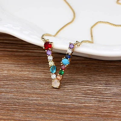 Initial and Gemstone 18K Gold Necklace - Image 21
