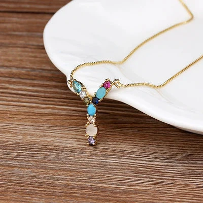 Initial and Gemstone 18K Gold Necklace - Image 25