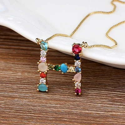 Initial and Gemstone 18K Gold Necklace - Image 8
