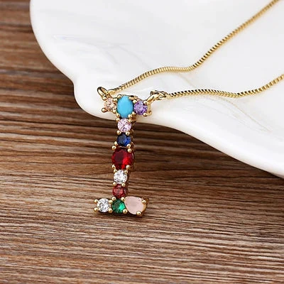 Initial and Gemstone 18K Gold Necklace - Image 9